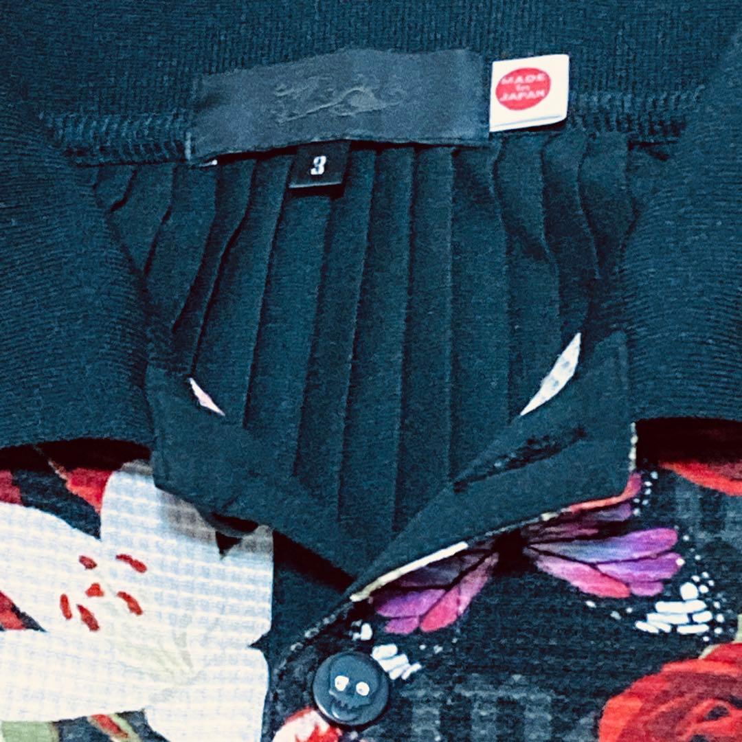 新品級 ダンスウィズドラゴン プリーツ L ポロシャツ 花柄 刺繍 半袖 ゴルフ