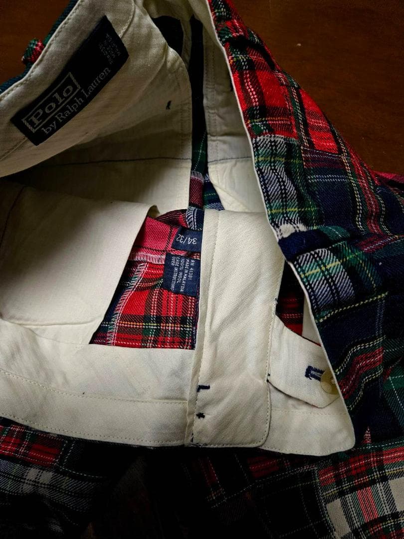 送料無料/新品未使用Polo Ralph Lauren チェック柄パンツ34