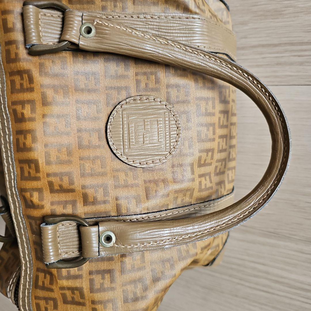 FENDI フェンディ ヴィンテージ ズッカ柄 ミニボストンバッグ ブラウン系