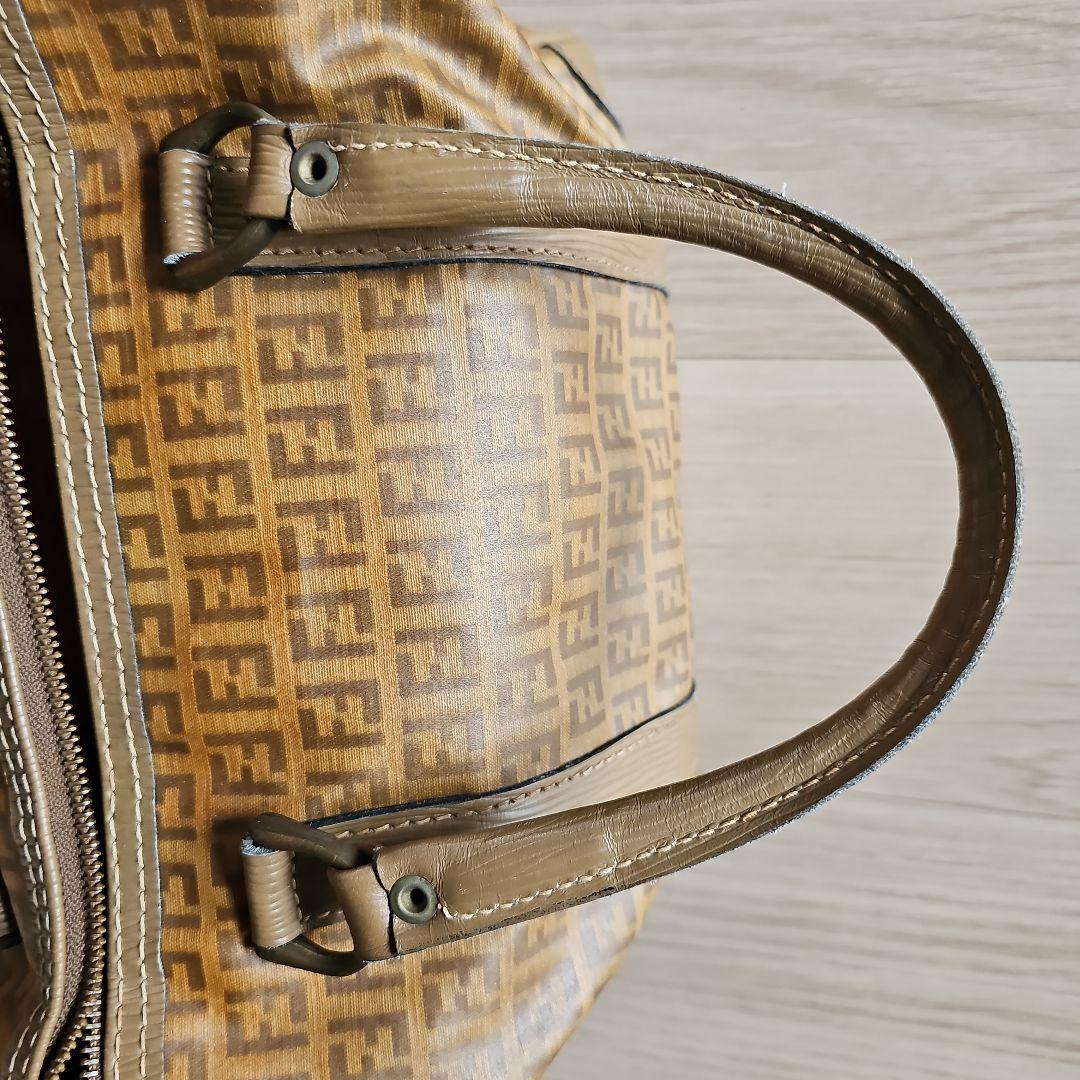 FENDI フェンディ ヴィンテージ ズッカ柄 ミニボストンバッグ ブラウン系