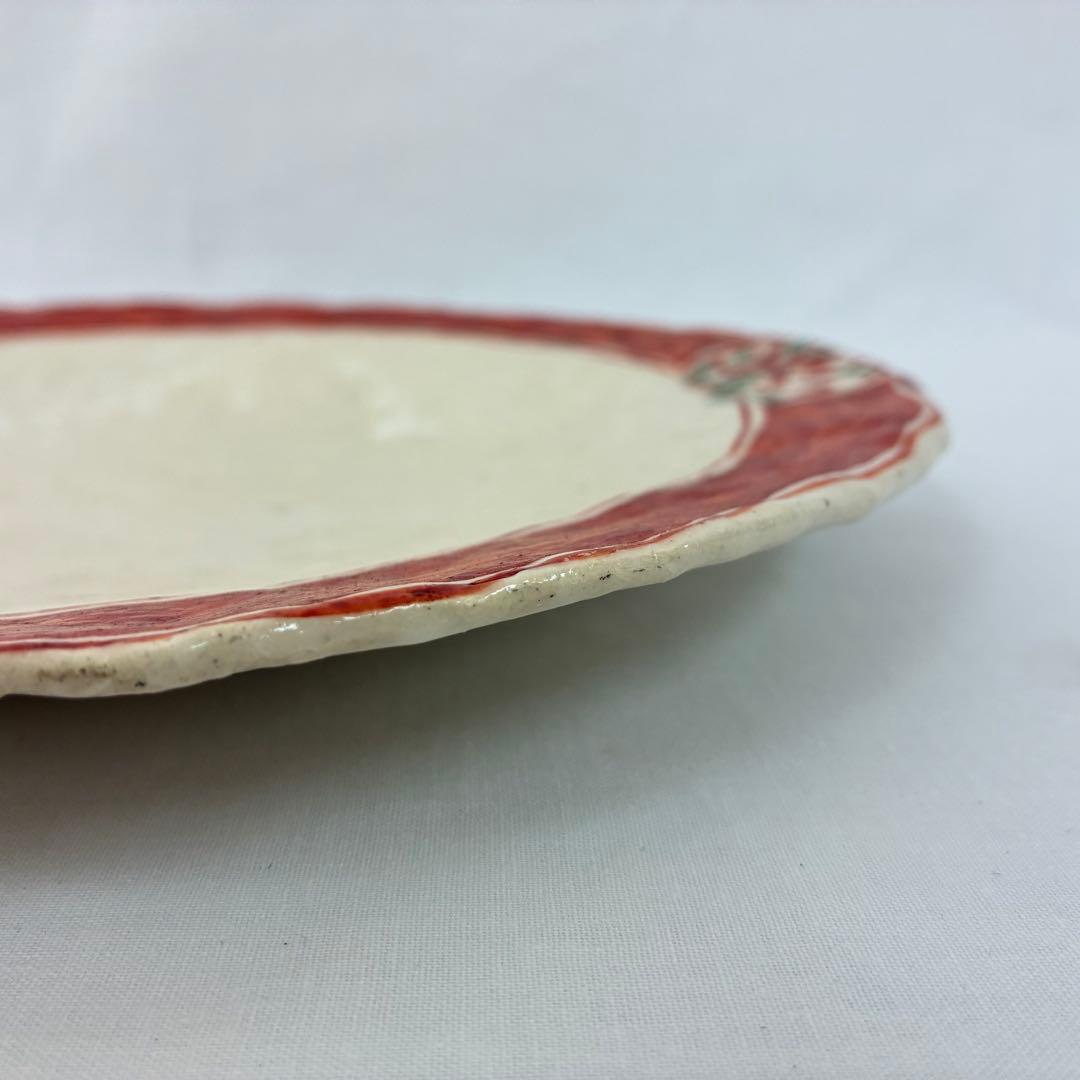 人気陶芸家　黒岩卓実作　美濃焼　赤絵浅皿　24cm