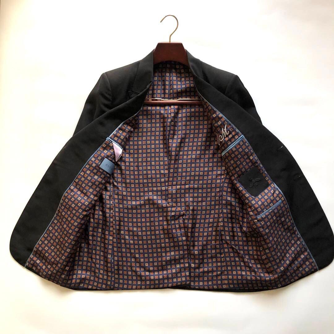 ★未使用品★グッチ テーラードジャケット モヘア 総柄 XL ビー 蜂 黒