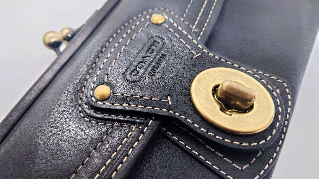 極稀少品 COACH オールドコーチ 黒 長財布　がま口