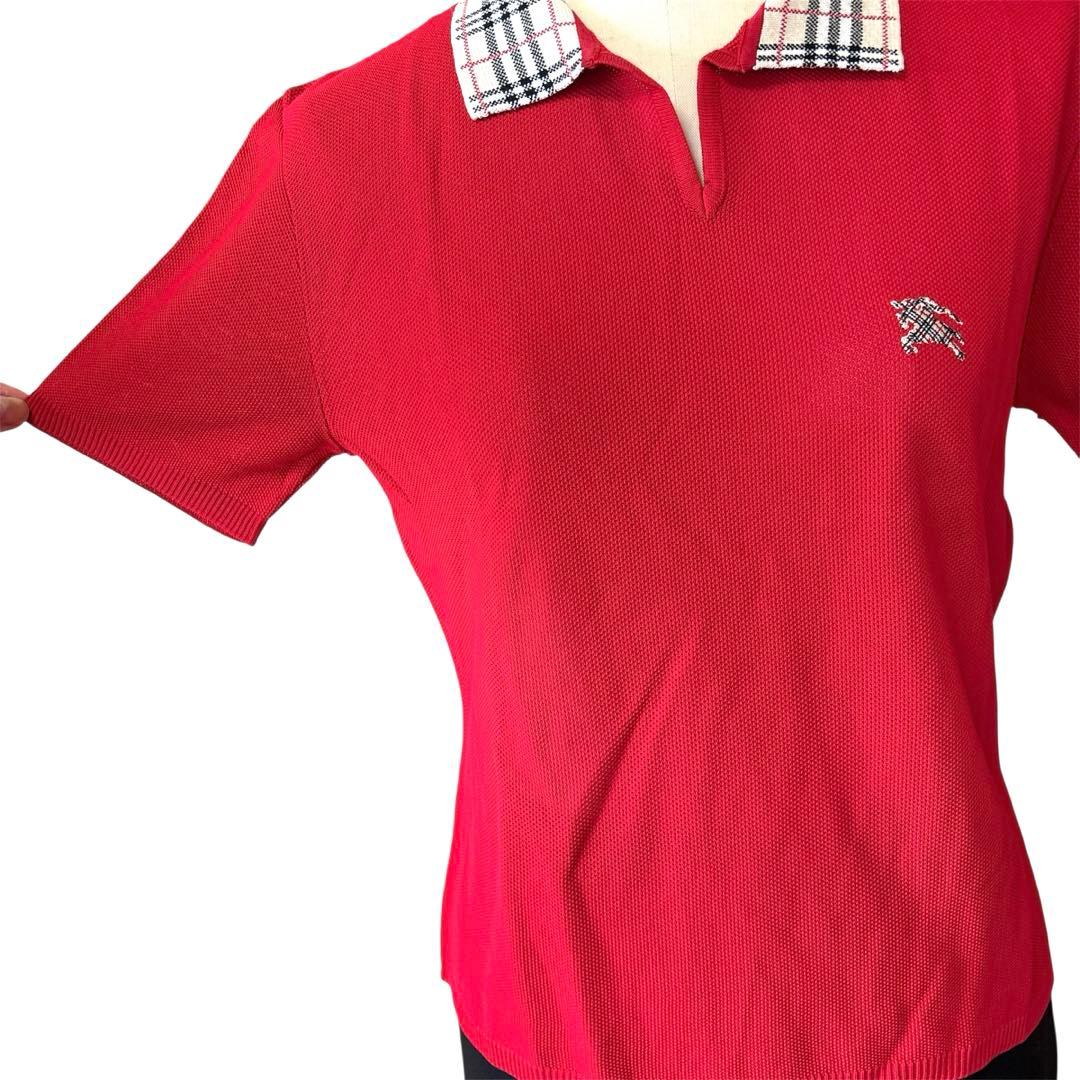 新品バーバリーBURBERRYGOLFレッド ポロシャツ 半袖 チェック柄襟3枚