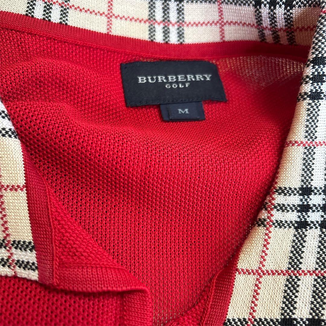 新品バーバリーBURBERRYGOLFレッド ポロシャツ 半袖 チェック柄襟3枚