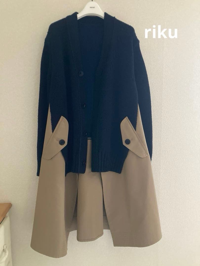 sacai✨Cotton Gabardine x Knit Cardigan