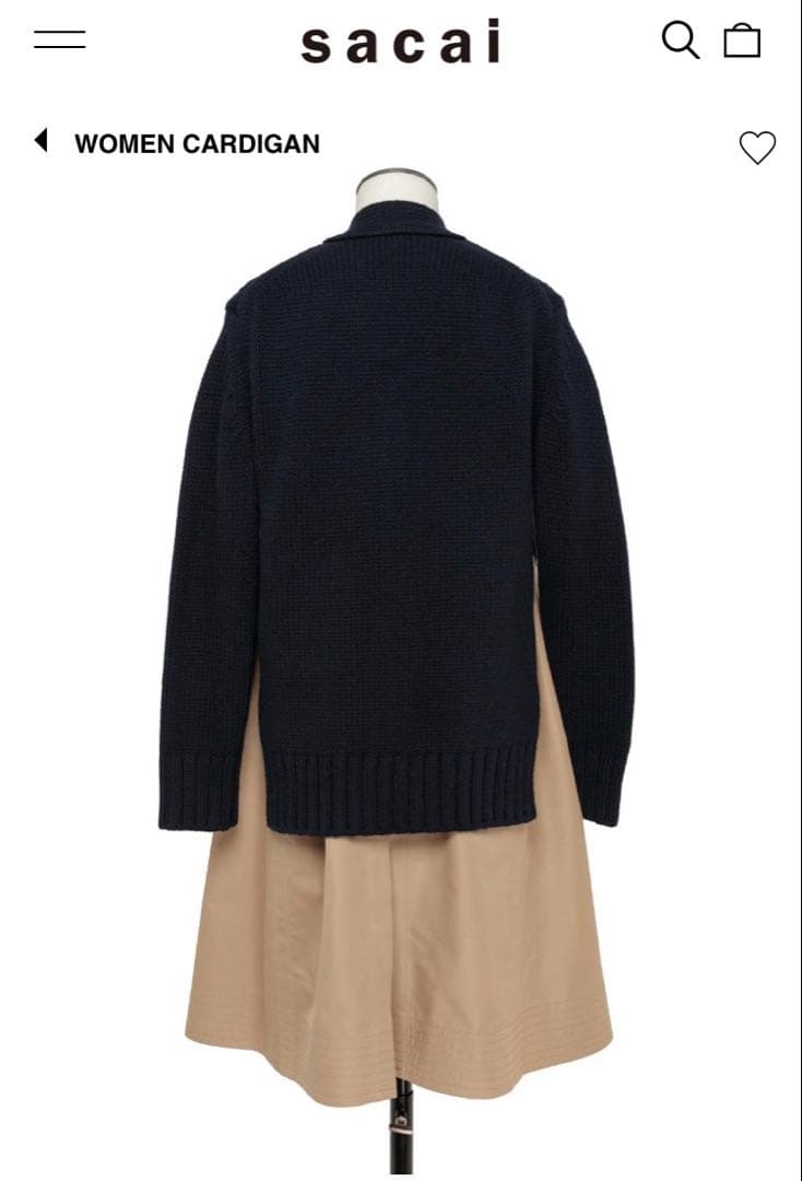 sacai✨Cotton Gabardine x Knit Cardigan