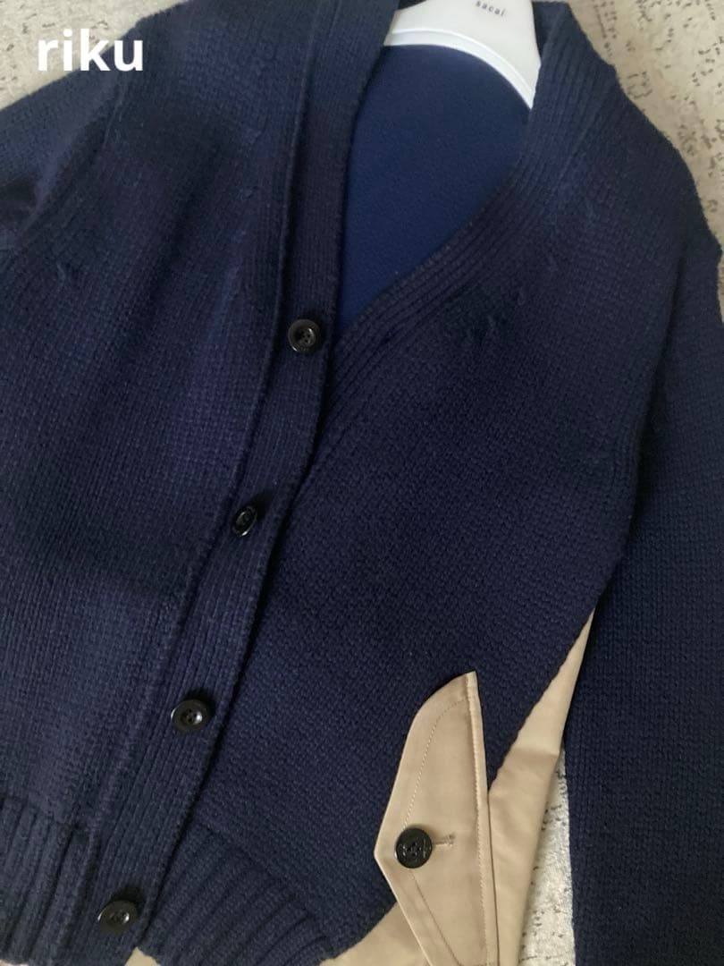 sacai✨Cotton Gabardine x Knit Cardigan