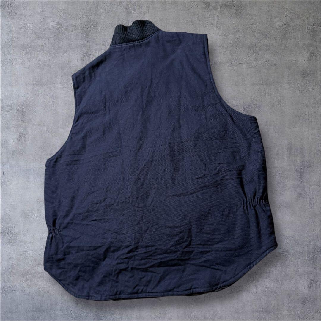 2520古着90年代トライマウンテン中綿入りダックベスト企業刺繍ロゴキルティング