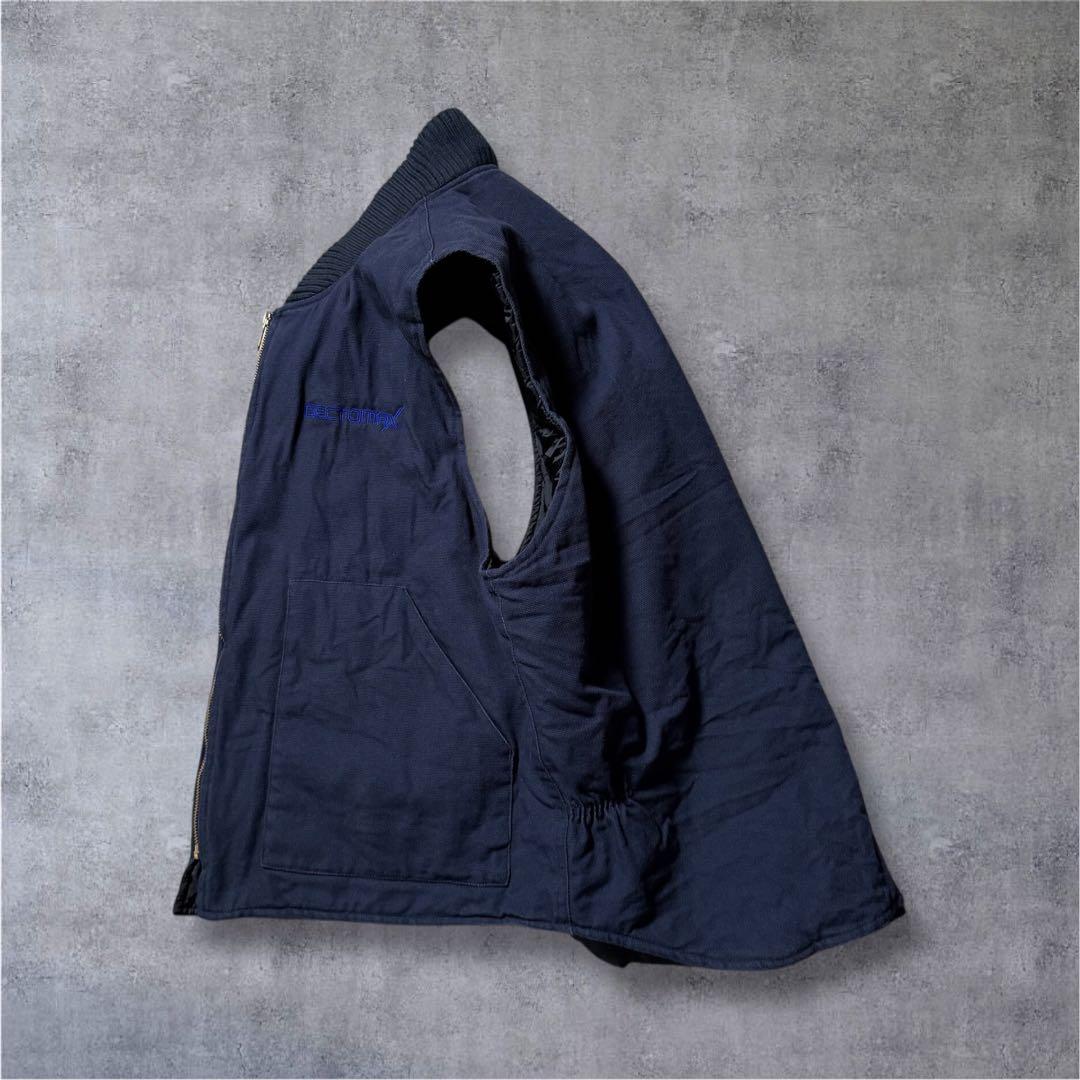 2520古着90年代トライマウンテン中綿入りダックベスト企業刺繍ロゴキルティング