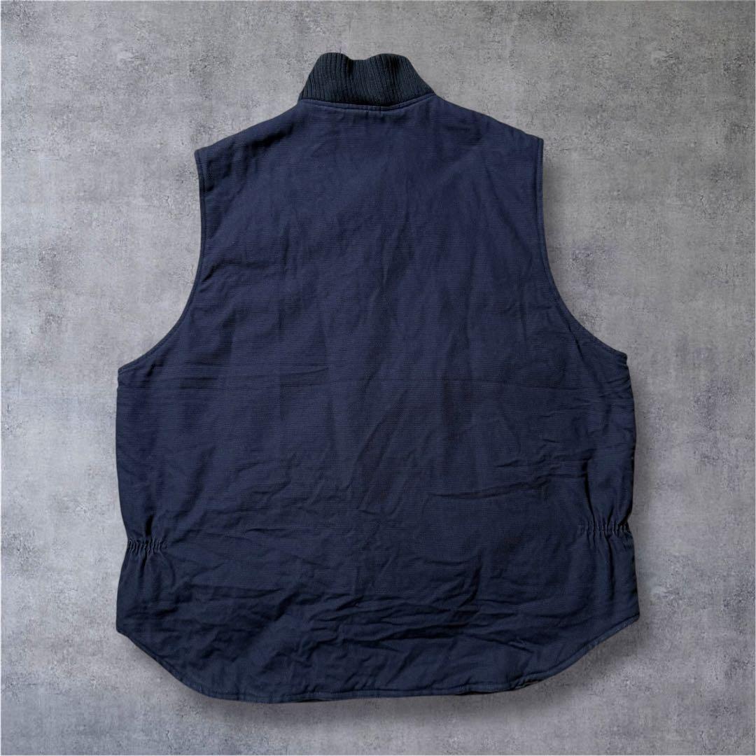 2520古着90年代トライマウンテン中綿入りダックベスト企業刺繍ロゴキルティング