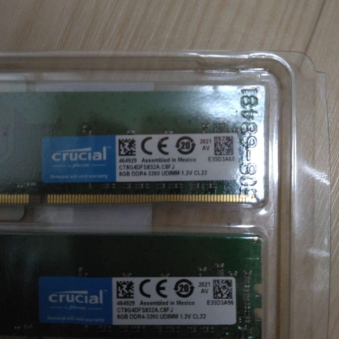 ジャンクcrucial DDR4-3200 CL22 16GB　(8GB×2枚)