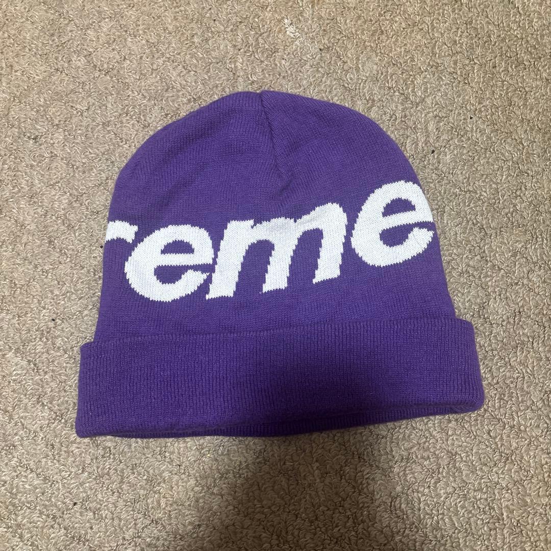 Supreme 紫 ニット帽　ビーニー