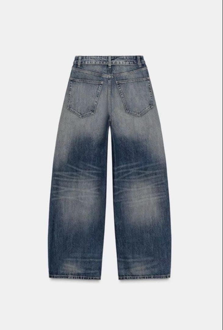 完売品 ZARA TRF ミッドライズ折り返しウエストデニムパンツ 32