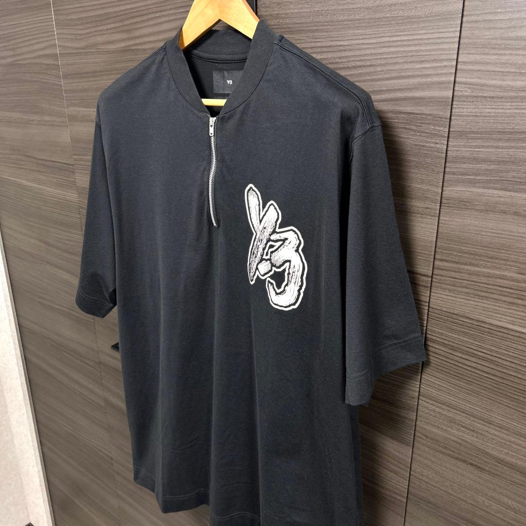 Y-3 ワイスリー 半袖カットソー Tシャツ ハーフジップ ブラック XL