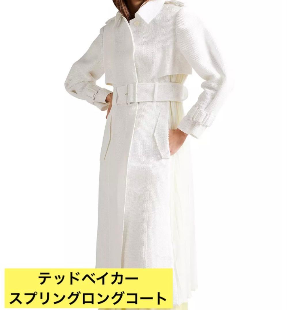 美品 テッドベイカー TEDBAKER ホワイト スプリングロングコート レース