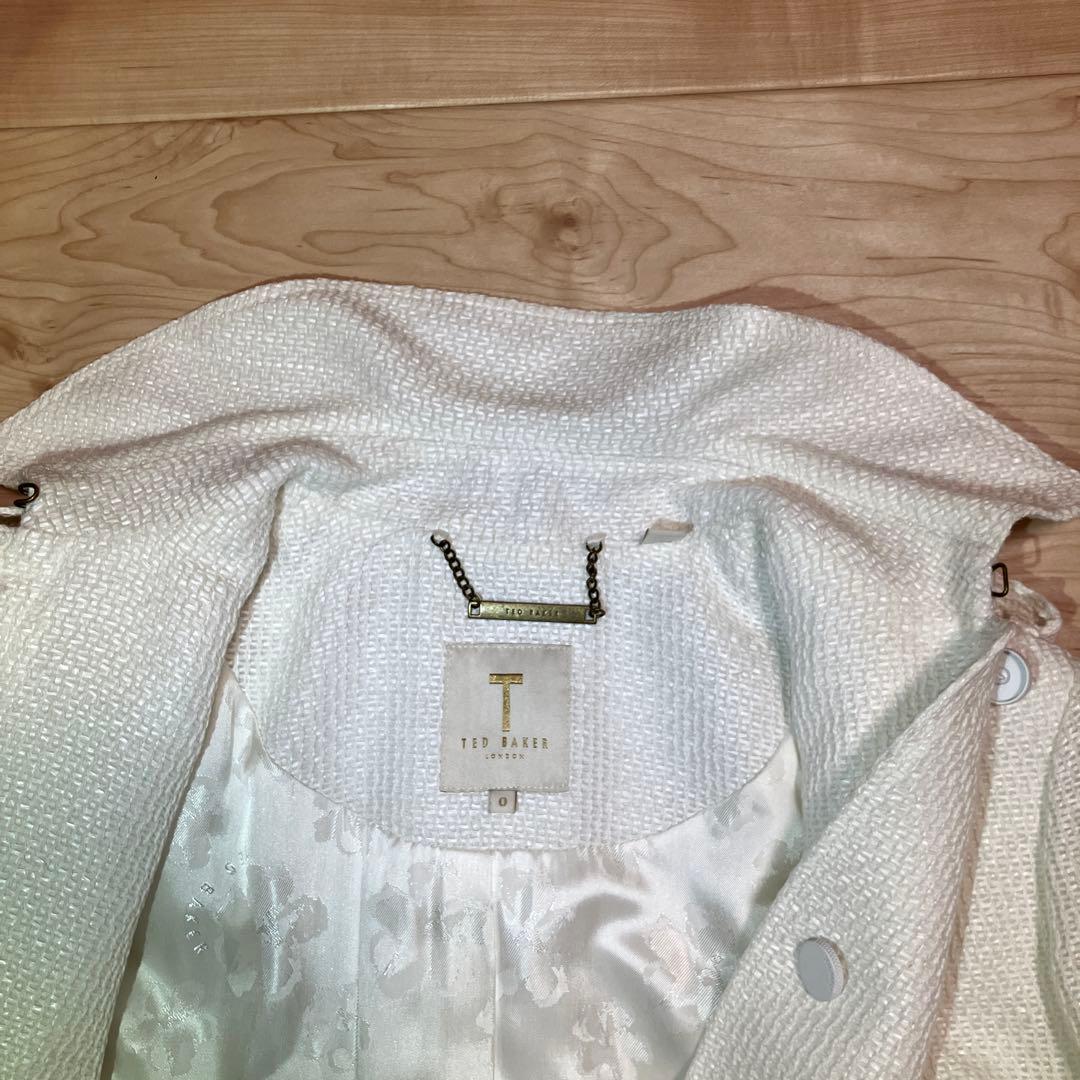美品 テッドベイカー TEDBAKER ホワイト スプリングロングコート レース