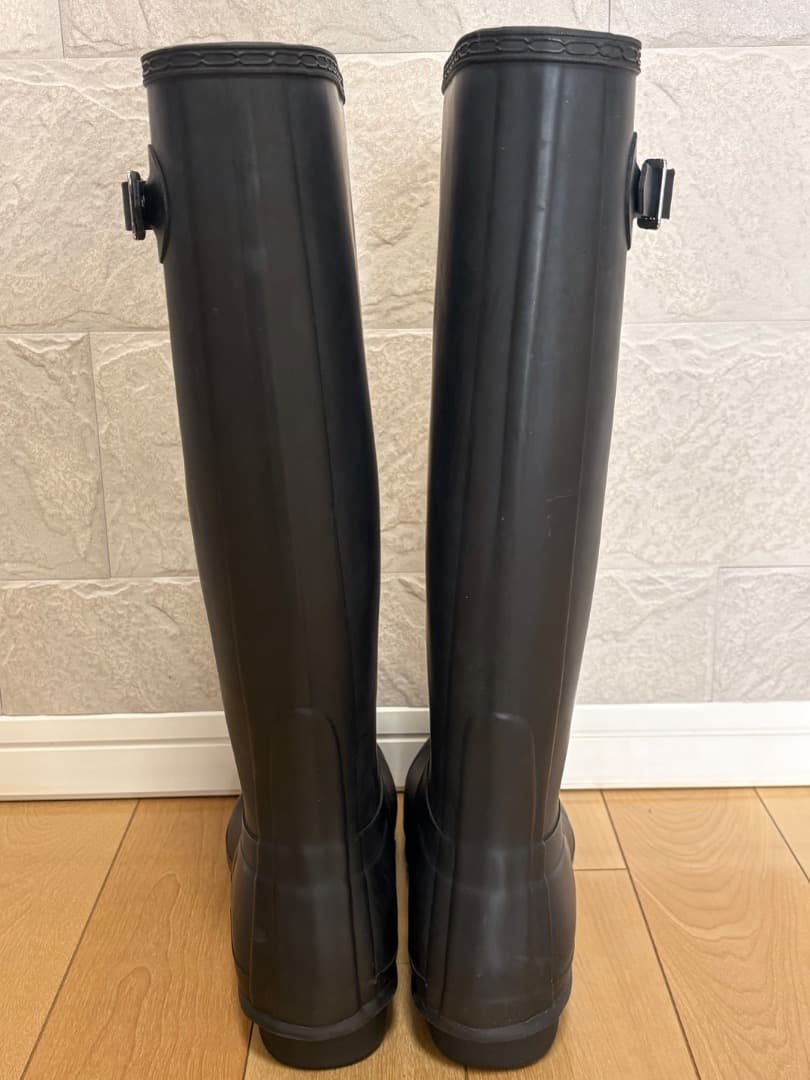 【美品】HUNTER レインブーツ UK7 (25.5cm〜26cm) ブラック