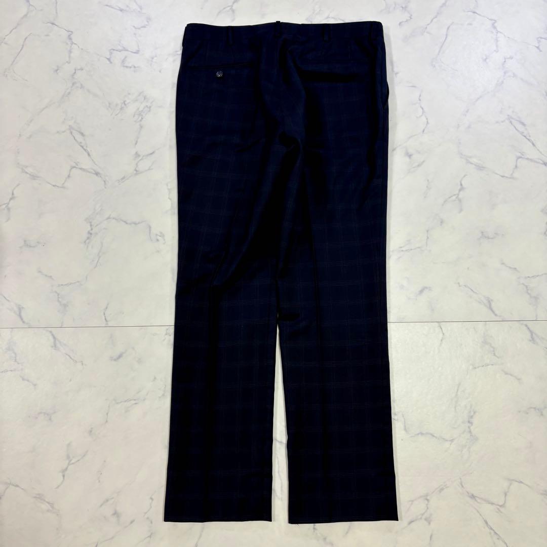 美品 ANGELICO イタリア製生地 メガチェック スーツ ネイビー L相当