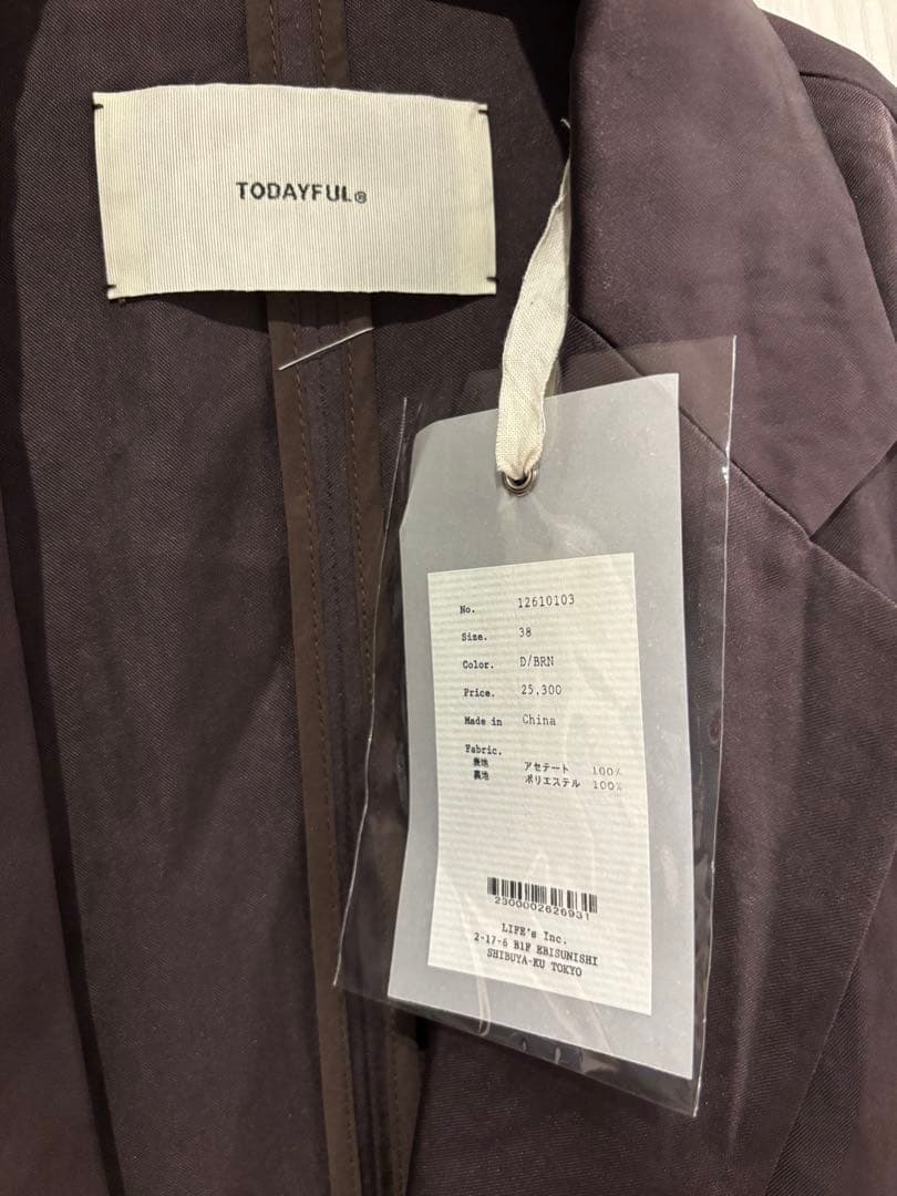 新品 todayful Satin Over Jacket ブラウン