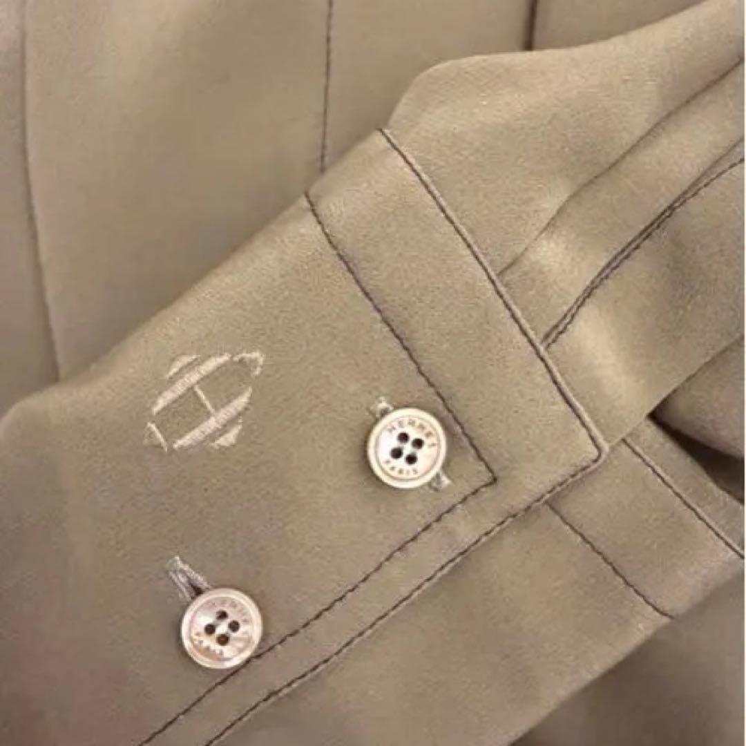 Hermes シルクワンピース40 ベルト付きロングスリーブ　未使用品