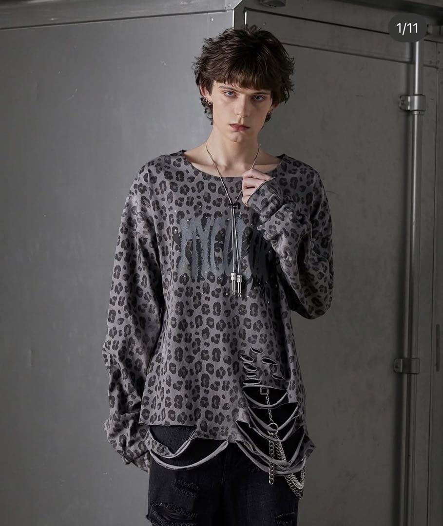 GRANCY ヒョウ柄 ロングスリーブ Tシャツ