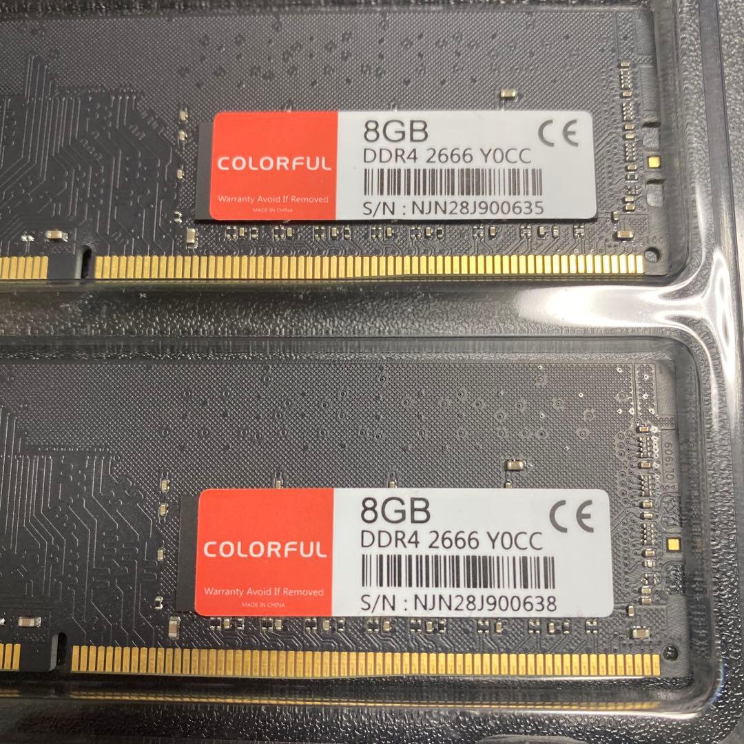 COLORFUL DDR4 16GB(8x2枚） 2666MHz メモリ