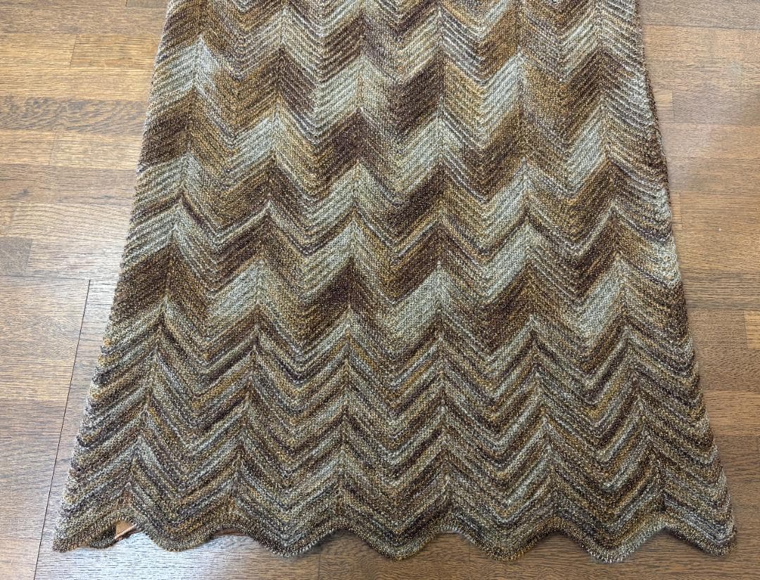新品未使用 MISSONI ニットスカート 波柄 ゴールド系 マルチカラー