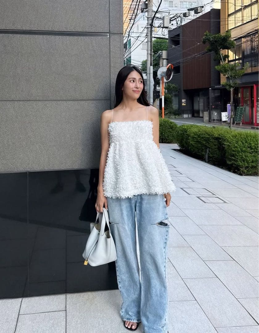 u*♡様 carla フラッフィーキャミ ホワイト