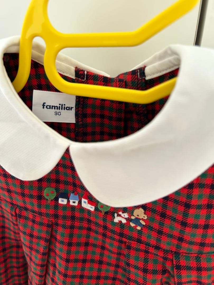 ニ*ル様 familiar 赤チェック ワンピース 90サイズ