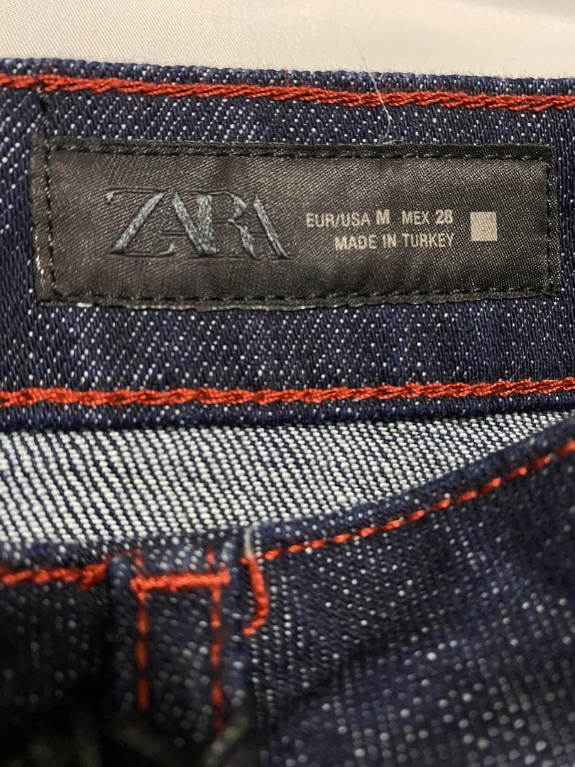 【ZARA】 ミディ丈デニムスカート ハート ブルー M