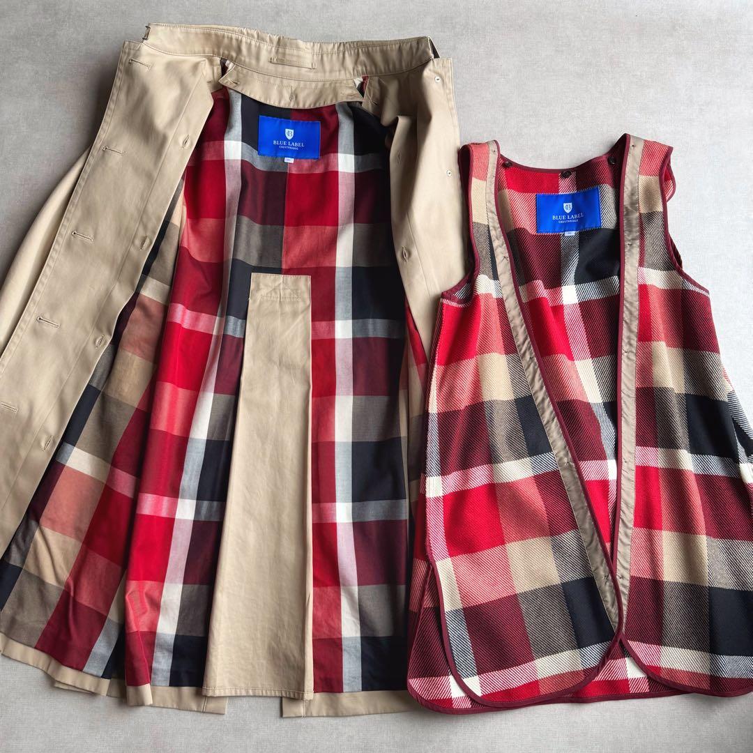 美品▲ブルーレーベルクレストブリッジ//ライナー付きステンカラーコート