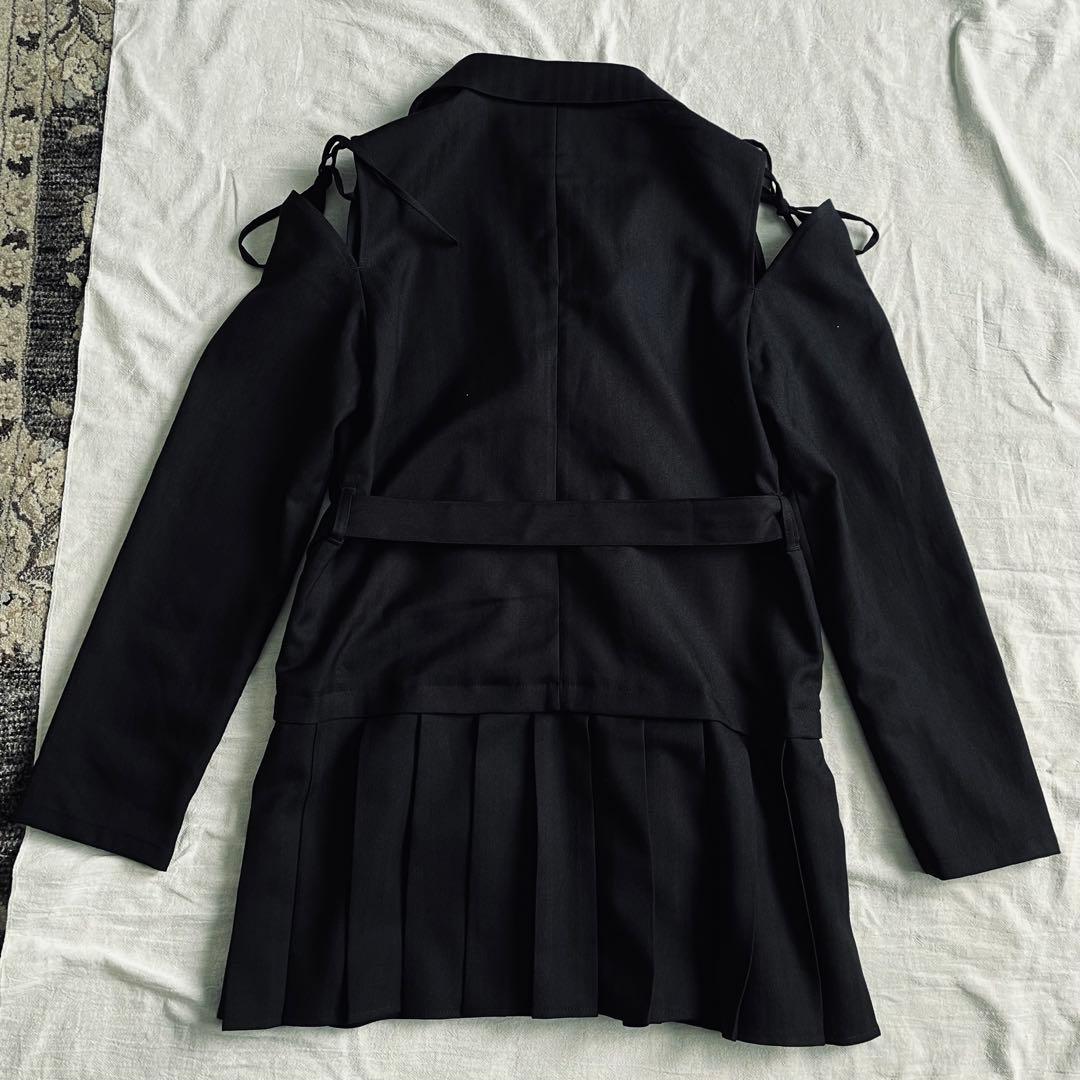 【美品】HARE ジャケットライクプリーツミニワンピース ブラック