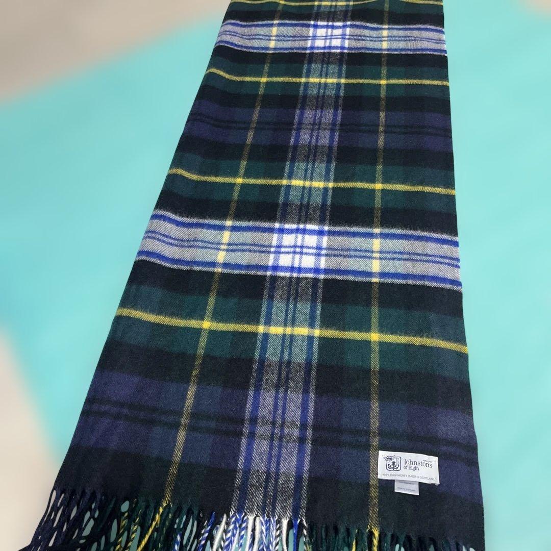 Johnstons of Elgin カシミヤ 大判マフラー タータンチェック