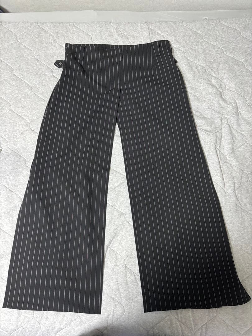 SHIKITARI STRIPE WRAP SKIRT Long【BLACK】