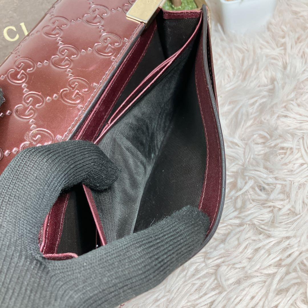 美品 GUCCI シマ エナメル パテント コンチネンタル 長財布 GG