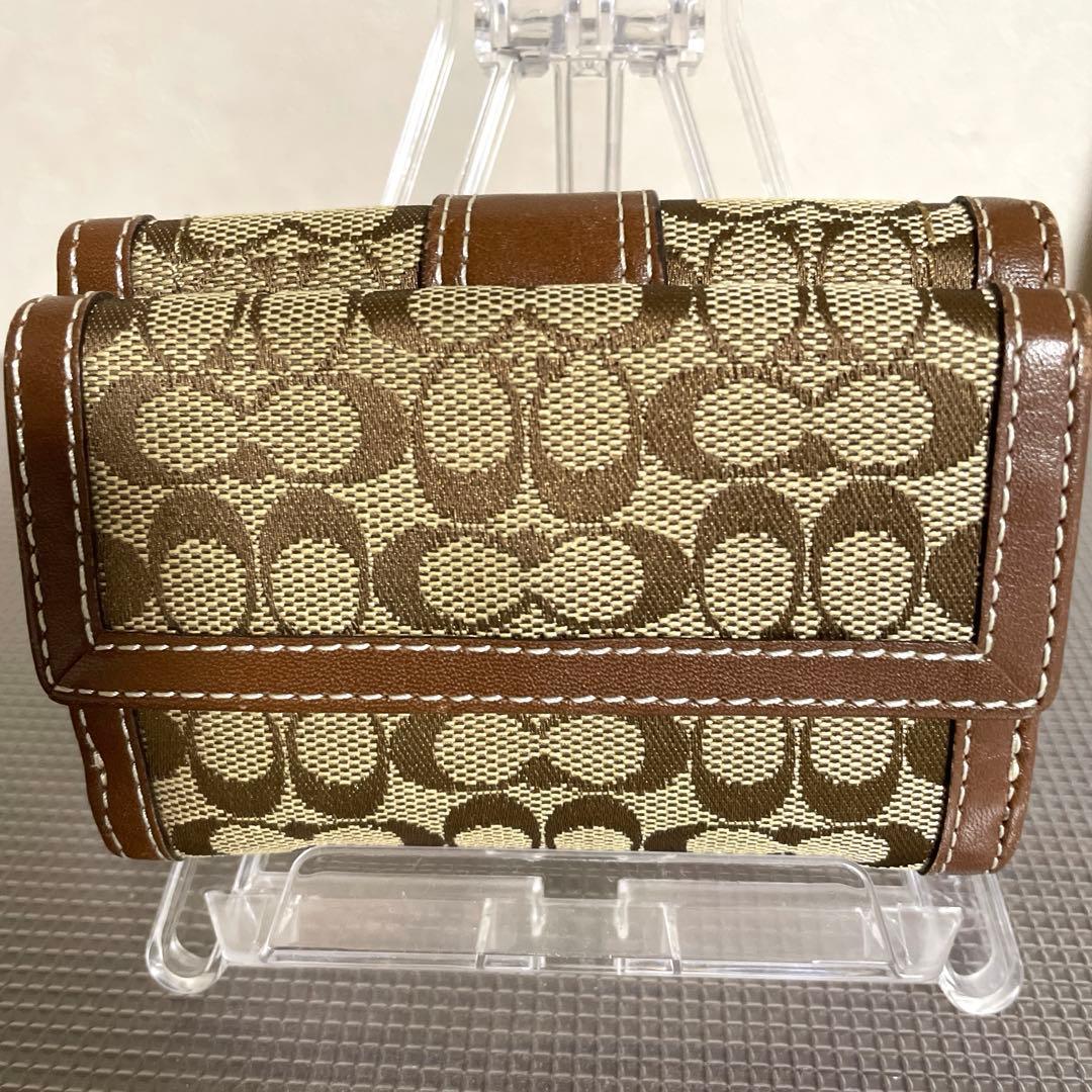 【美品】コーチ COACH 三つ折り財布 ベージュ/ブラウン　y2k 平成レトロ