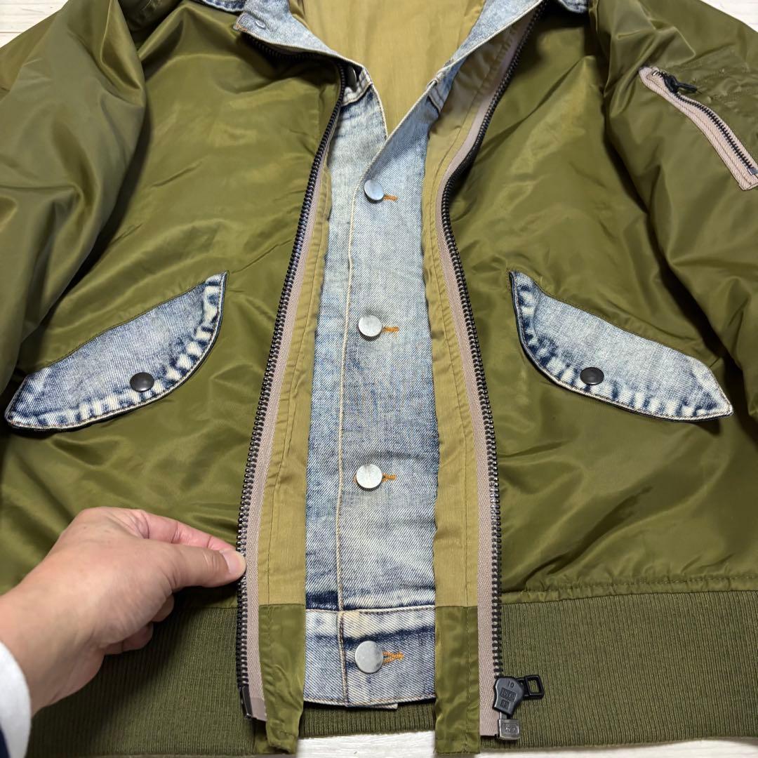 良品 M&S レイヤー ドッキング MA1 デニムミックス フライト ジャケット