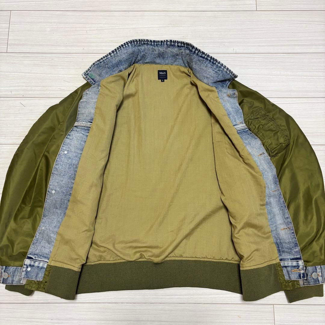 良品 M&S レイヤー ドッキング MA1 デニムミックス フライト ジャケット