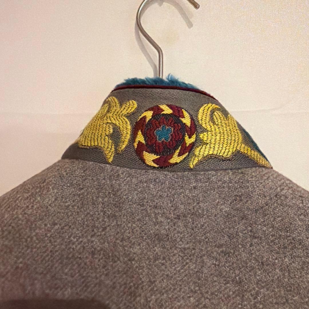 ETRO 刺繍入りグレージュコート　美品