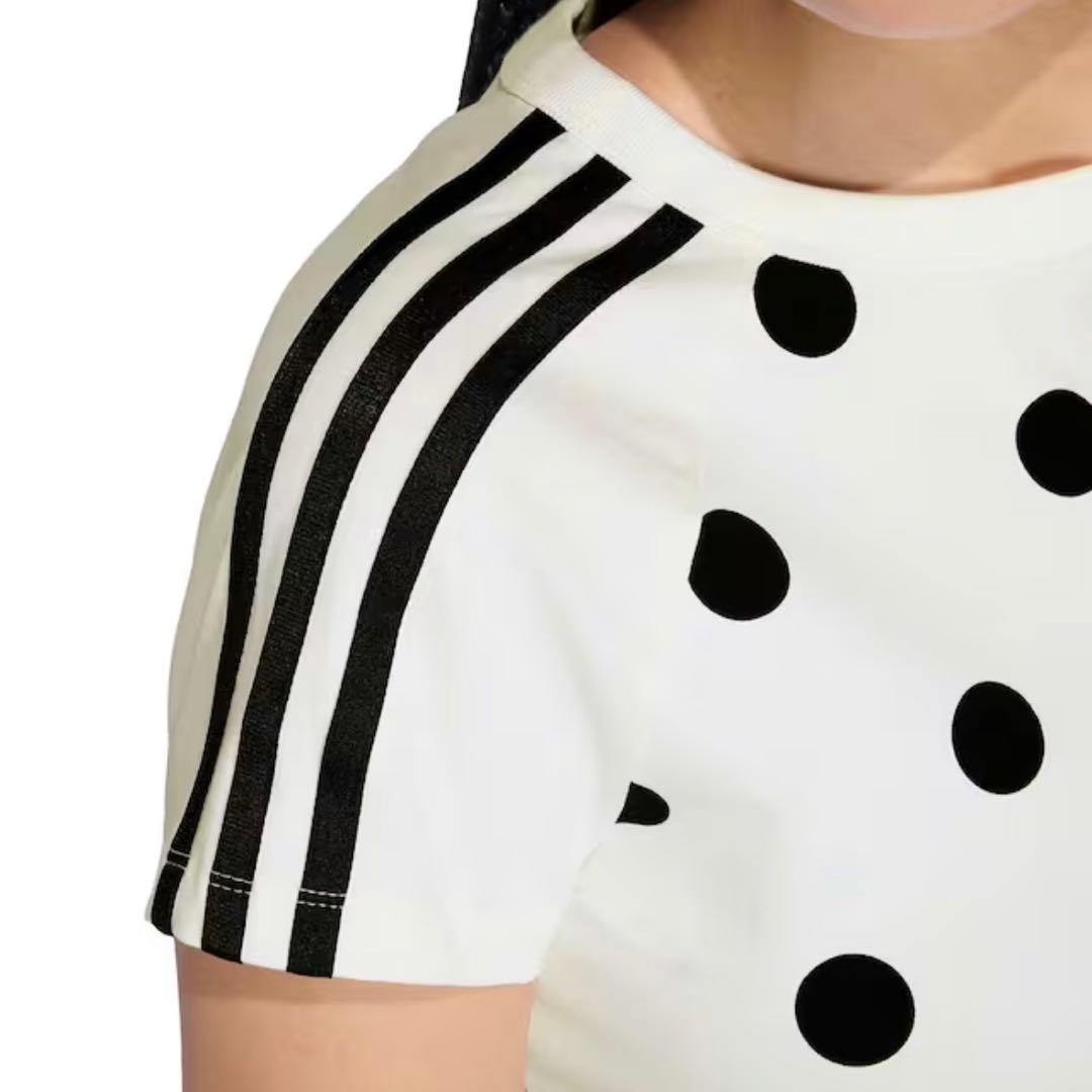 新品L⭐️adidas スリムフィット カリ 水玉 半袖 Tシャツ ホワイト× 黒