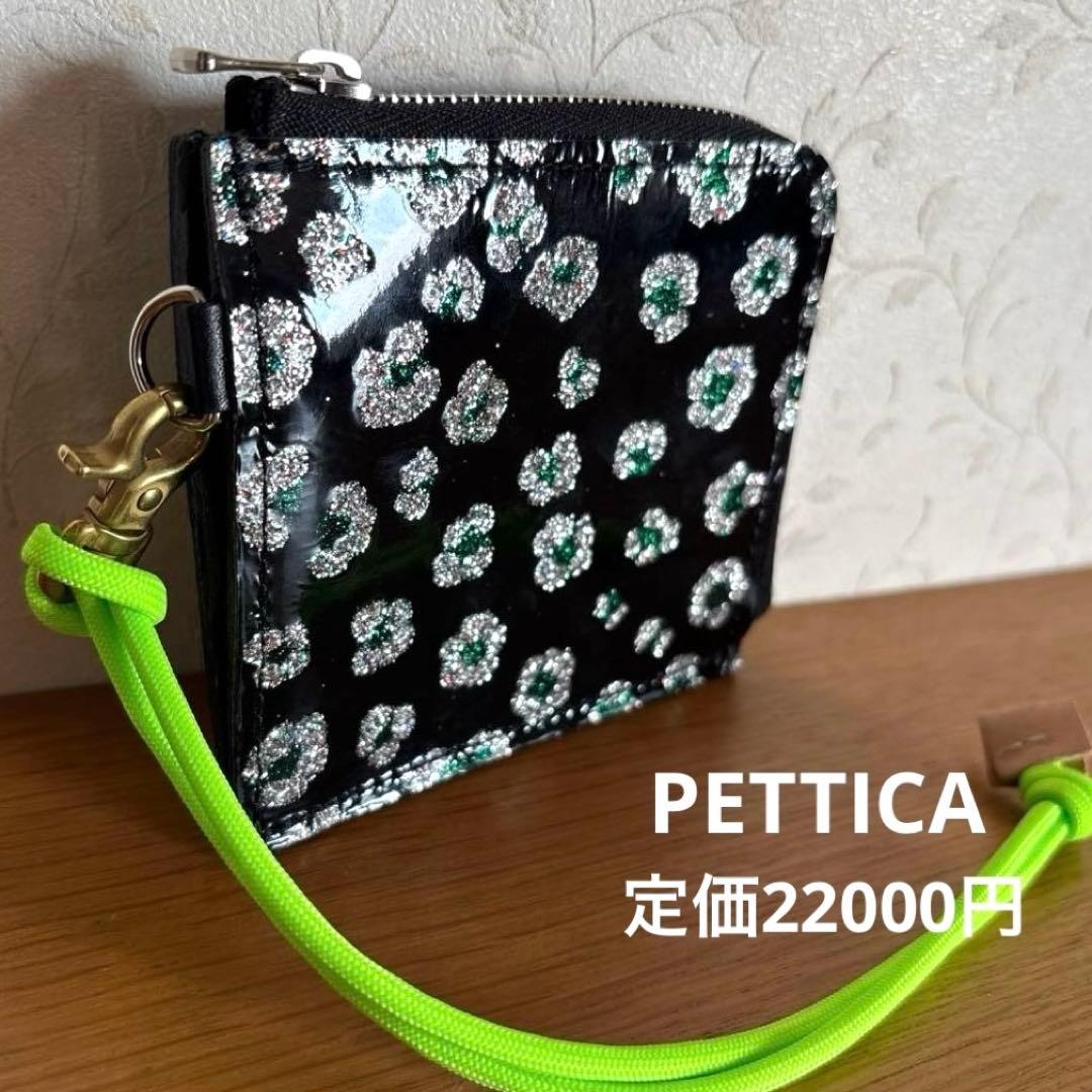 美品◆PETTICA◆ペチカ革財布ファーストウォレット【きらばな】パラコード付き