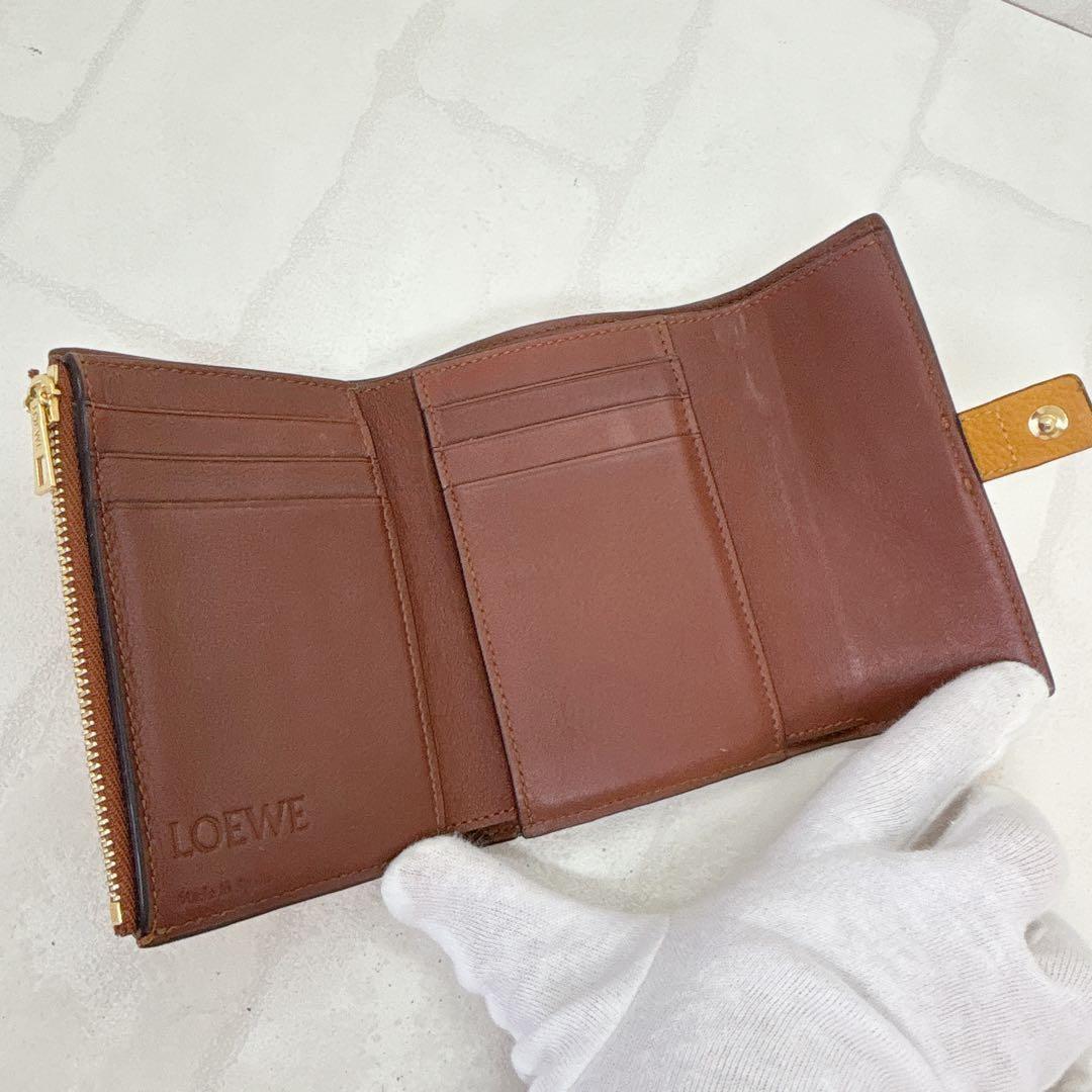 LOEWE ロエベ バーティカルウォレット イエロー 三つ折り財布 財布 美品