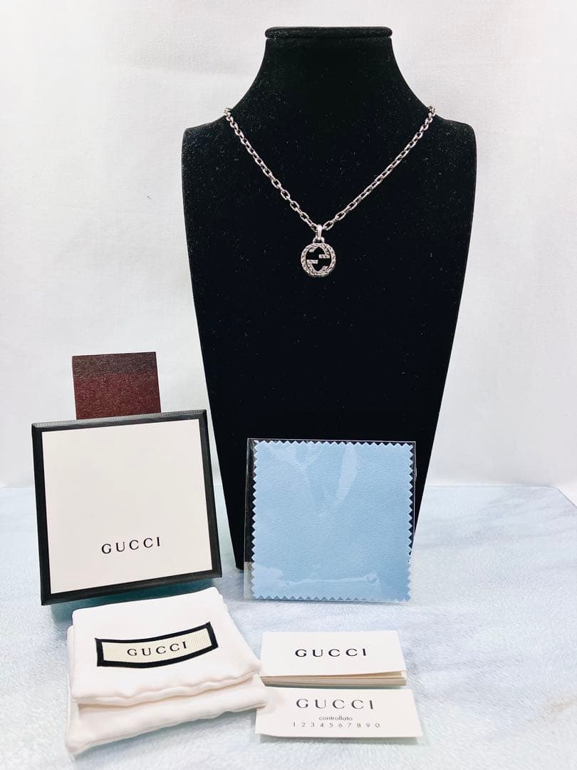 【超美品】GUCCI WGロゴ ネックレス アラベスク 男女兼用 シルバー925