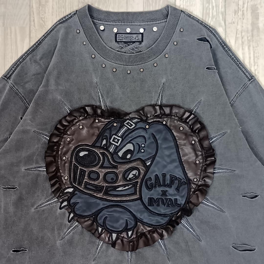 ガルフィー/Tシャツ/ボンデージハートフリル/グランジ加工/L