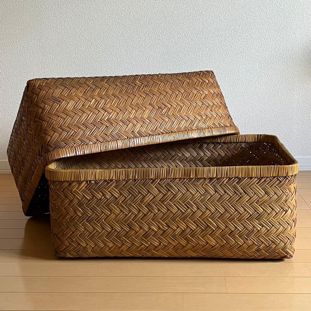 美品✨竹行李　古道具　アンティーク竹籠　収納カゴ昭和レトロ