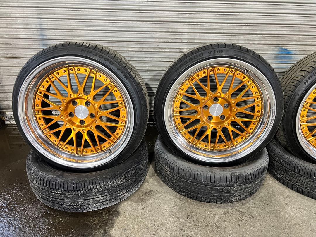 MGMホイールMM01 18インチF9J.R9.5J 希少国産鍛造PCD100