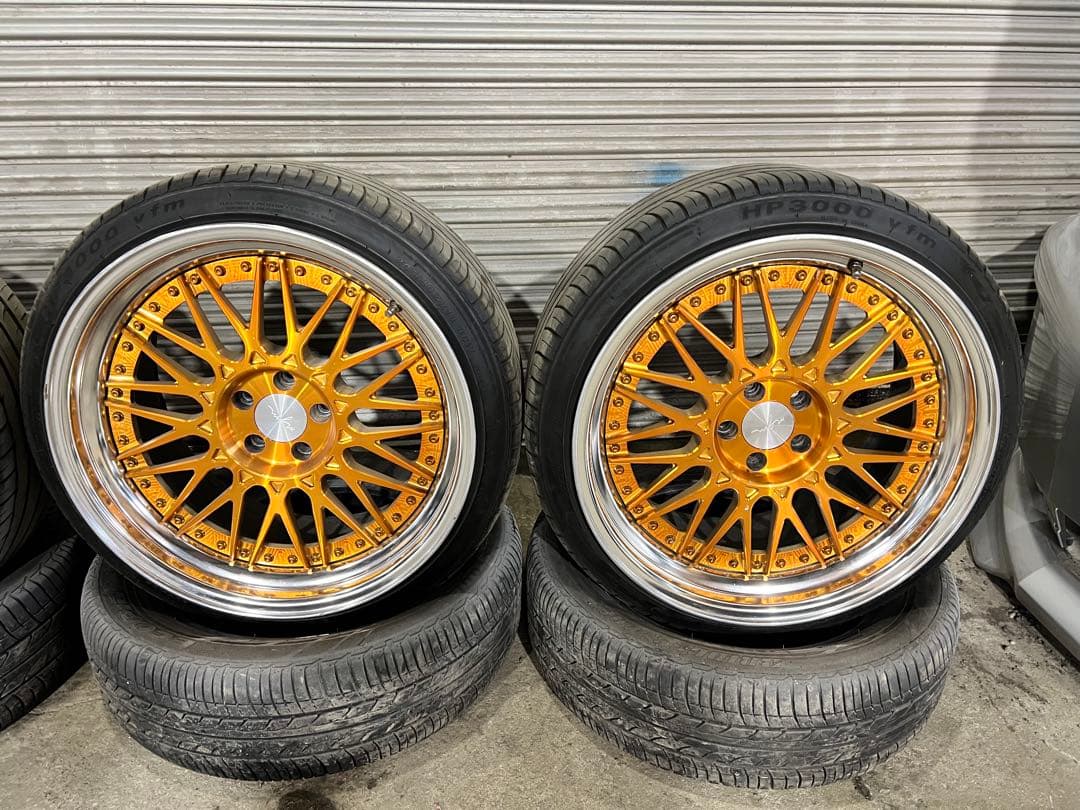 MGMホイールMM01 18インチF9J.R9.5J 希少国産鍛造PCD100