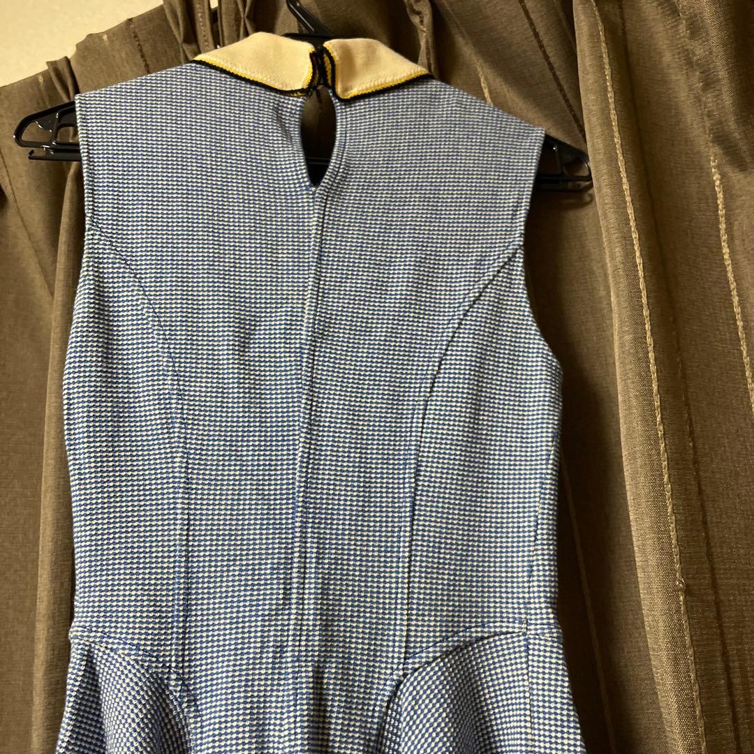 MIUMIU ノースリーブ青白チェックワンピース