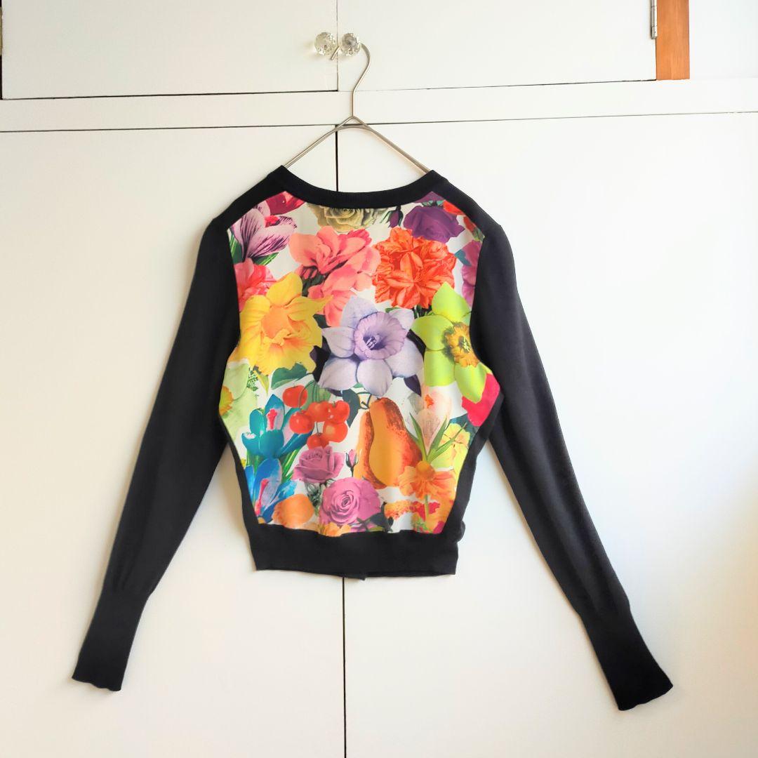 ポールスミス　Paul Smith カーディガン　 花柄　切替　シルク　黒